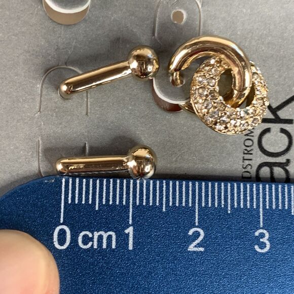 Nordstrom Rack Gold Tone Earrings Bar Rhinestone Huggie Link Drop - 4 pcs - Picture 6 of 10